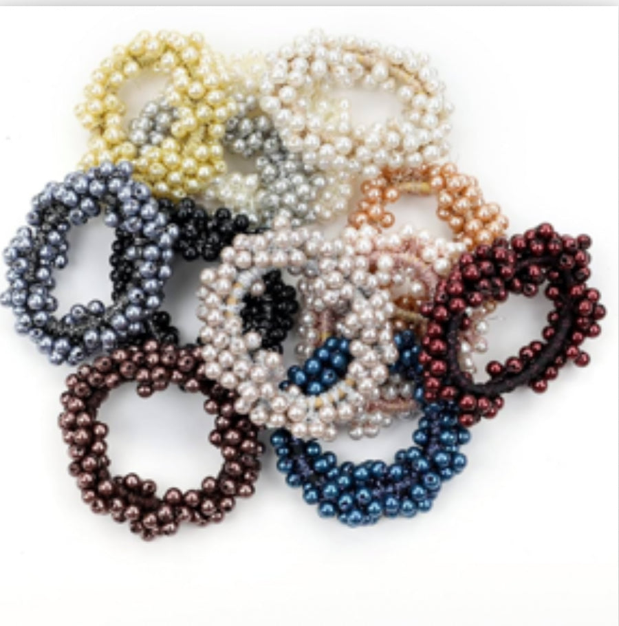 Beaded Pearl Hair Tie Scrunchies