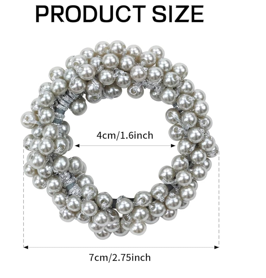 Beaded Pearl Hair Tie Scrunchies