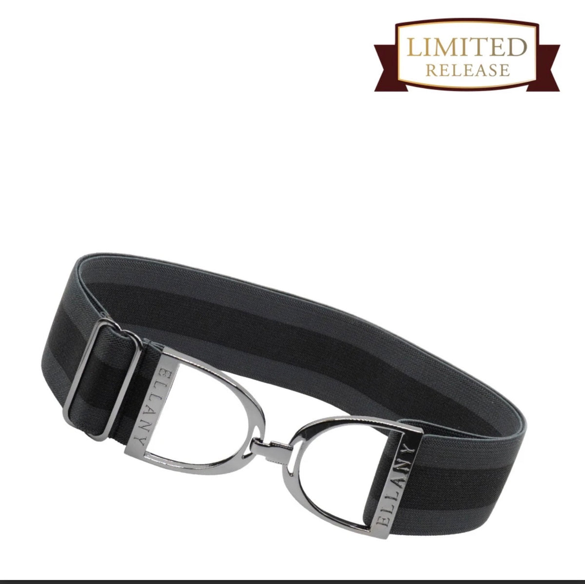 Ellany Charcoal Stripes - 1.5" Black Stirrup Elastic Belt -Limited Edition