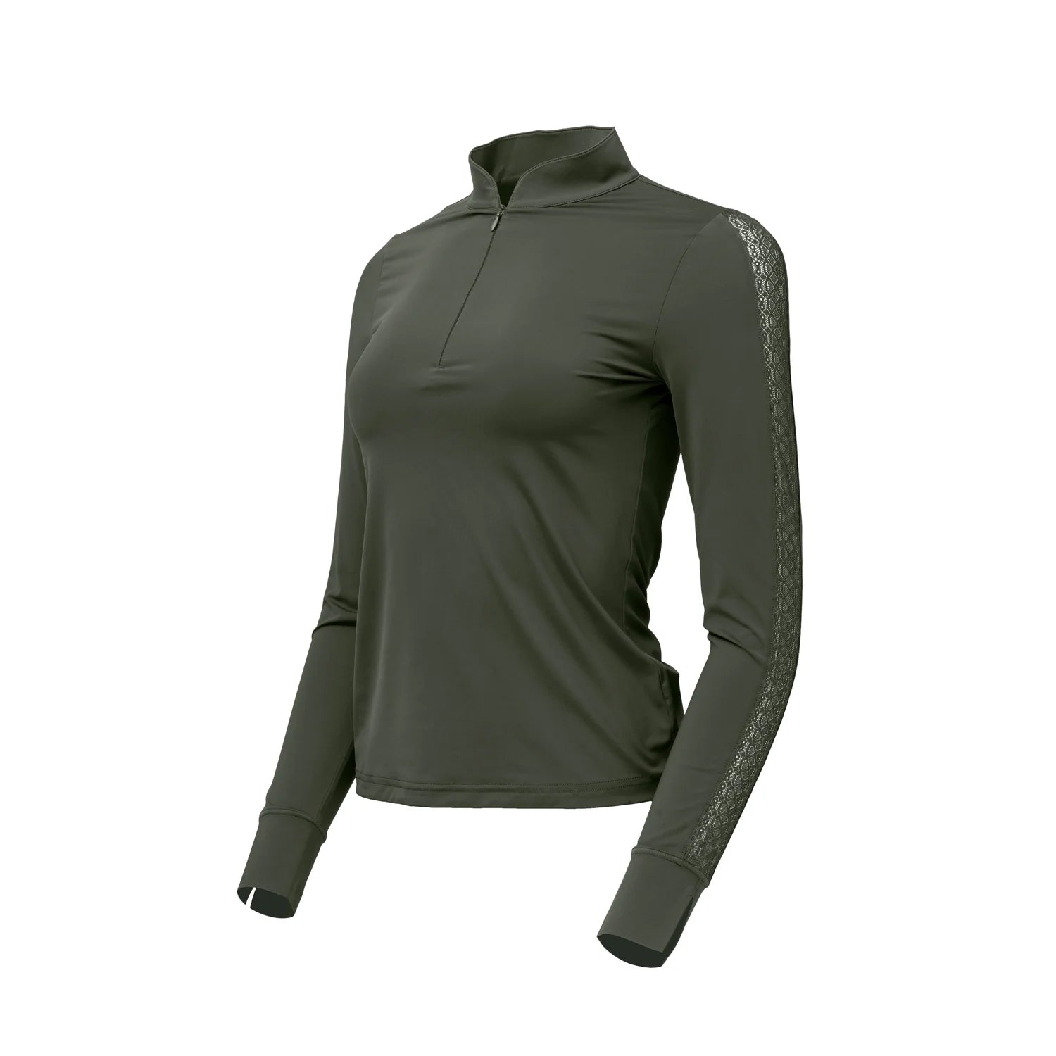 Halter Ego Annabelle - Long Sleeve Lace Riding Top - Army Green