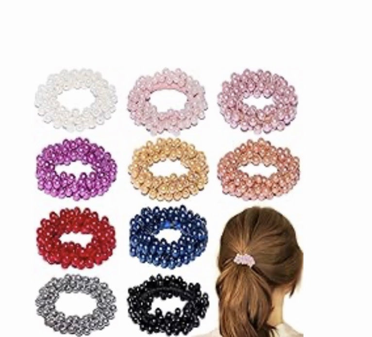 Beaded Pearl Hair Tie Scrunchies