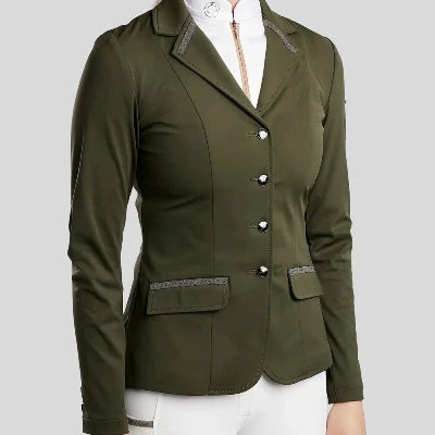 Montar MoGloria Competition Coat Gun Metal Caviar Tape and Crystals-Olive Green