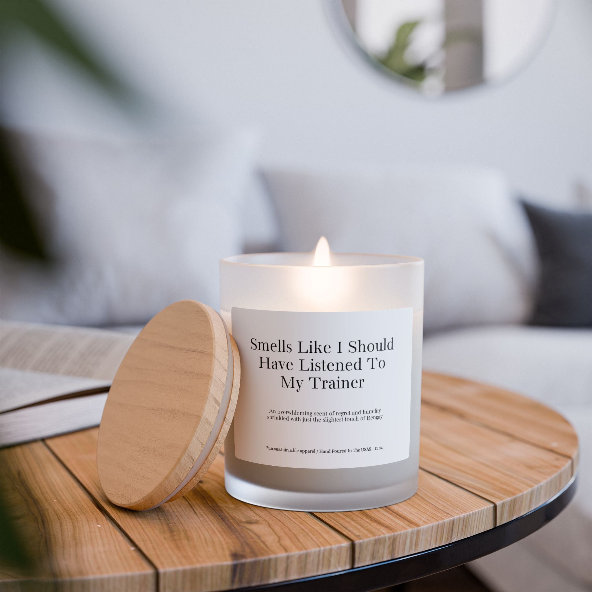 Frosted Glass Candle, 11oz - Listened To Trainer