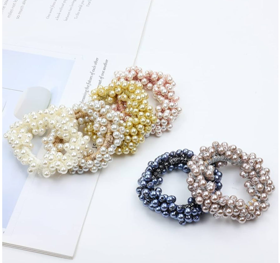 Beaded Pearl Hair Tie Scrunchies