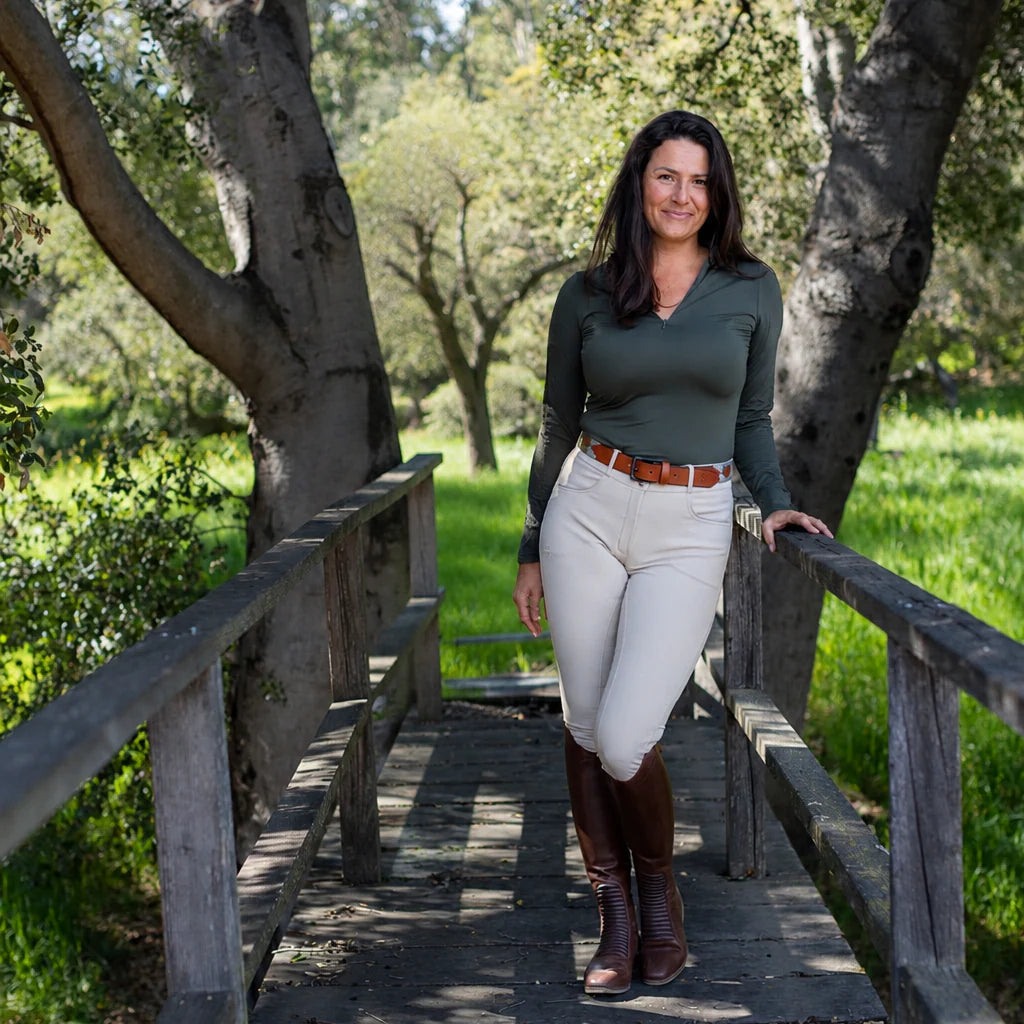 Halter Ego Annabelle - Long Sleeve Lace Riding Top - Army Green