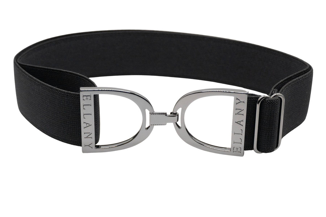 Black - 1.5" Gunmetal Stirrup Elastic Belt