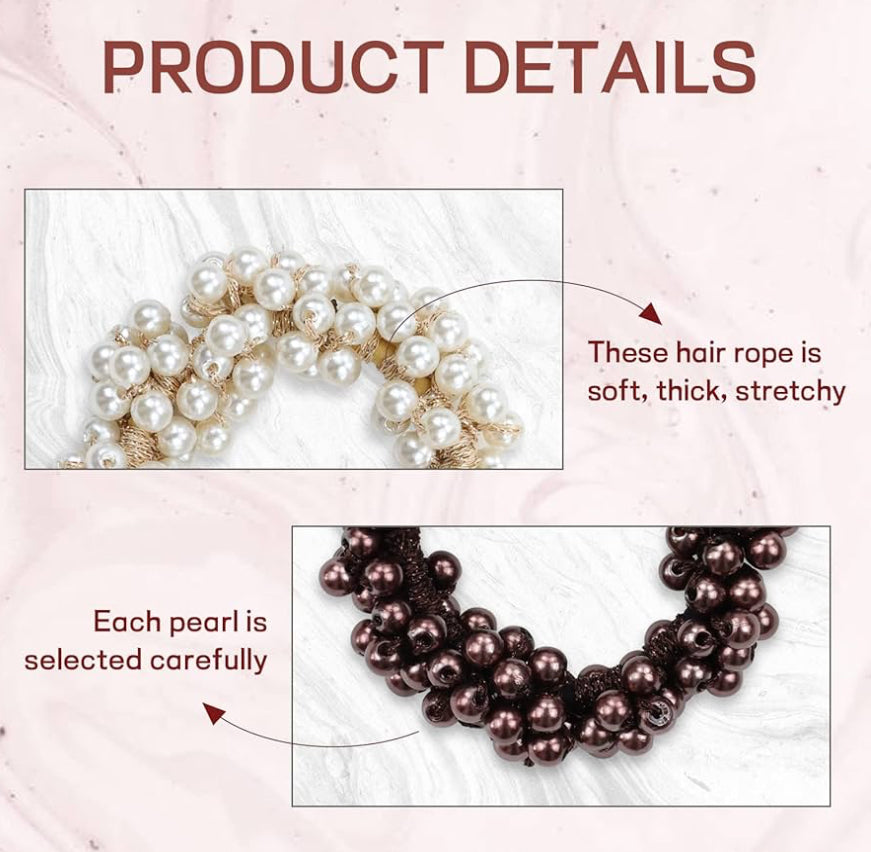 Beaded Pearl Hair Tie Scrunchies