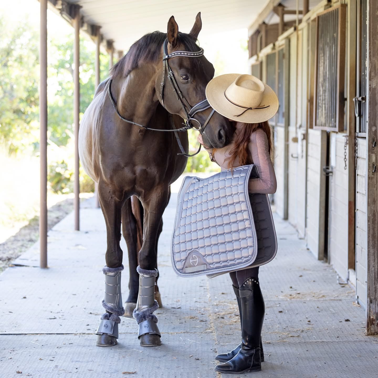 Halter Ego Satin Classic Dressage Saddle Pad - Platinum