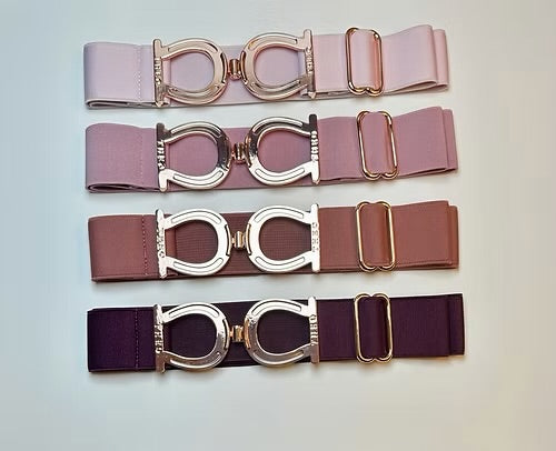 THEO Equestrian Belt - Deep Rose with Rose Gold Buckle