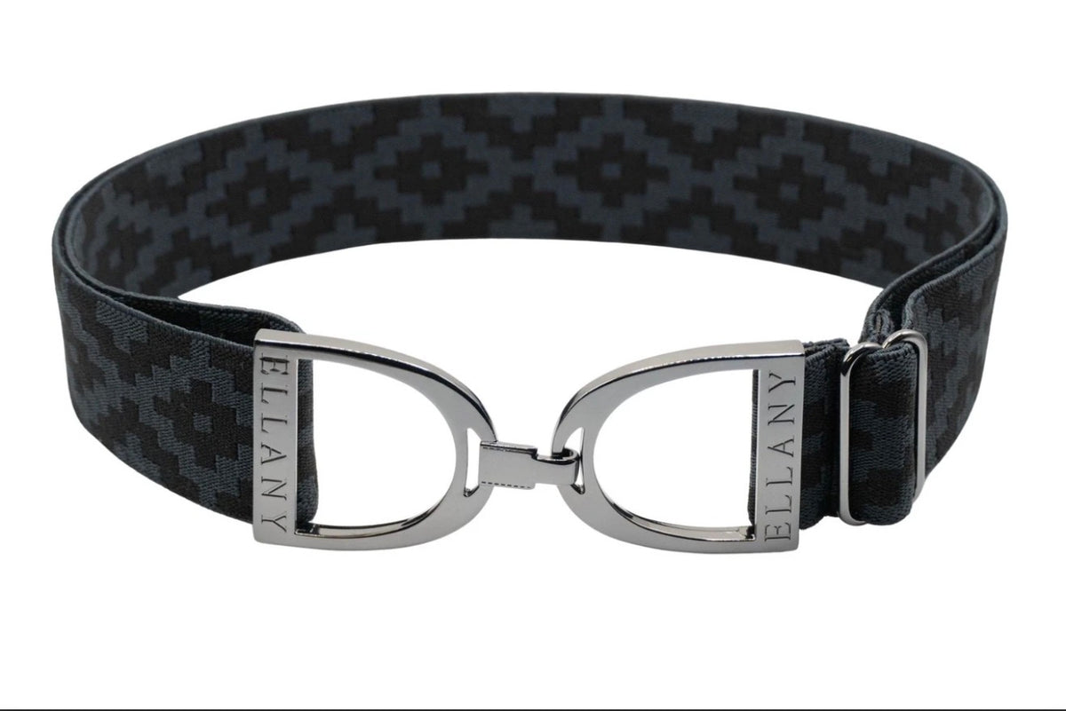 Ellany Charcoal Polo - 1.5" Gunmetal Stirrup Elastic Belt
