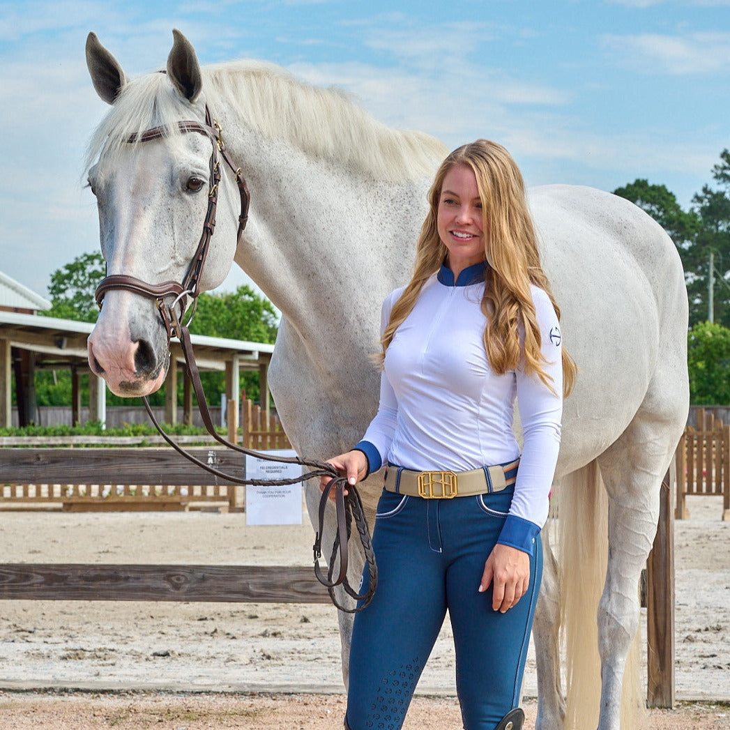 Roxana - Black & Luxe Gray Long Sleeve Riding Shirt