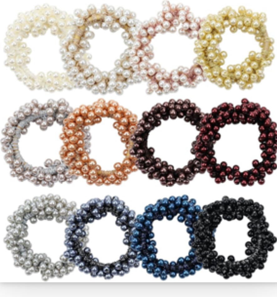 Beaded Pearl Hair Tie Scrunchies