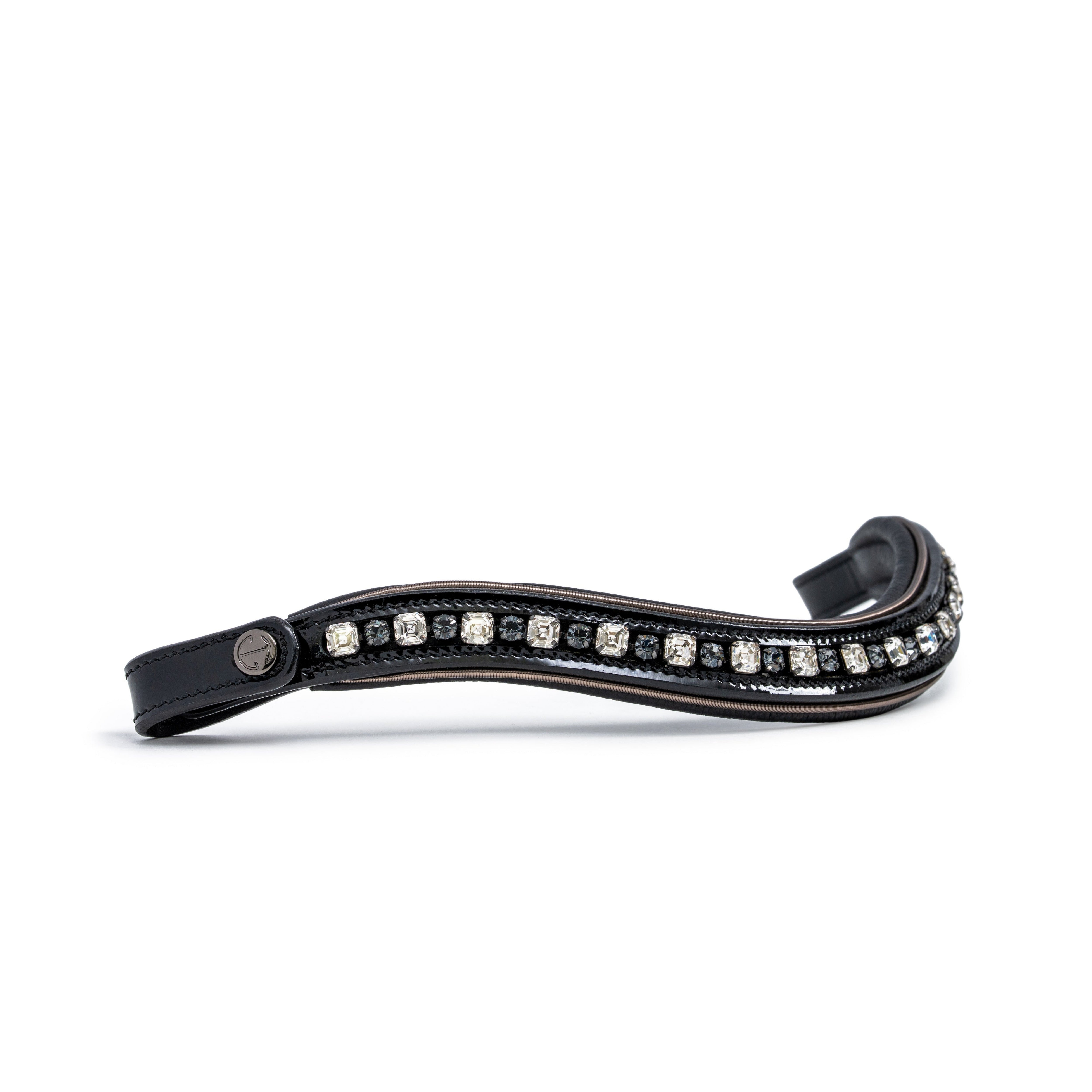 Ocala Black Patent Leather Snaffle Bridle With Removable Flash
