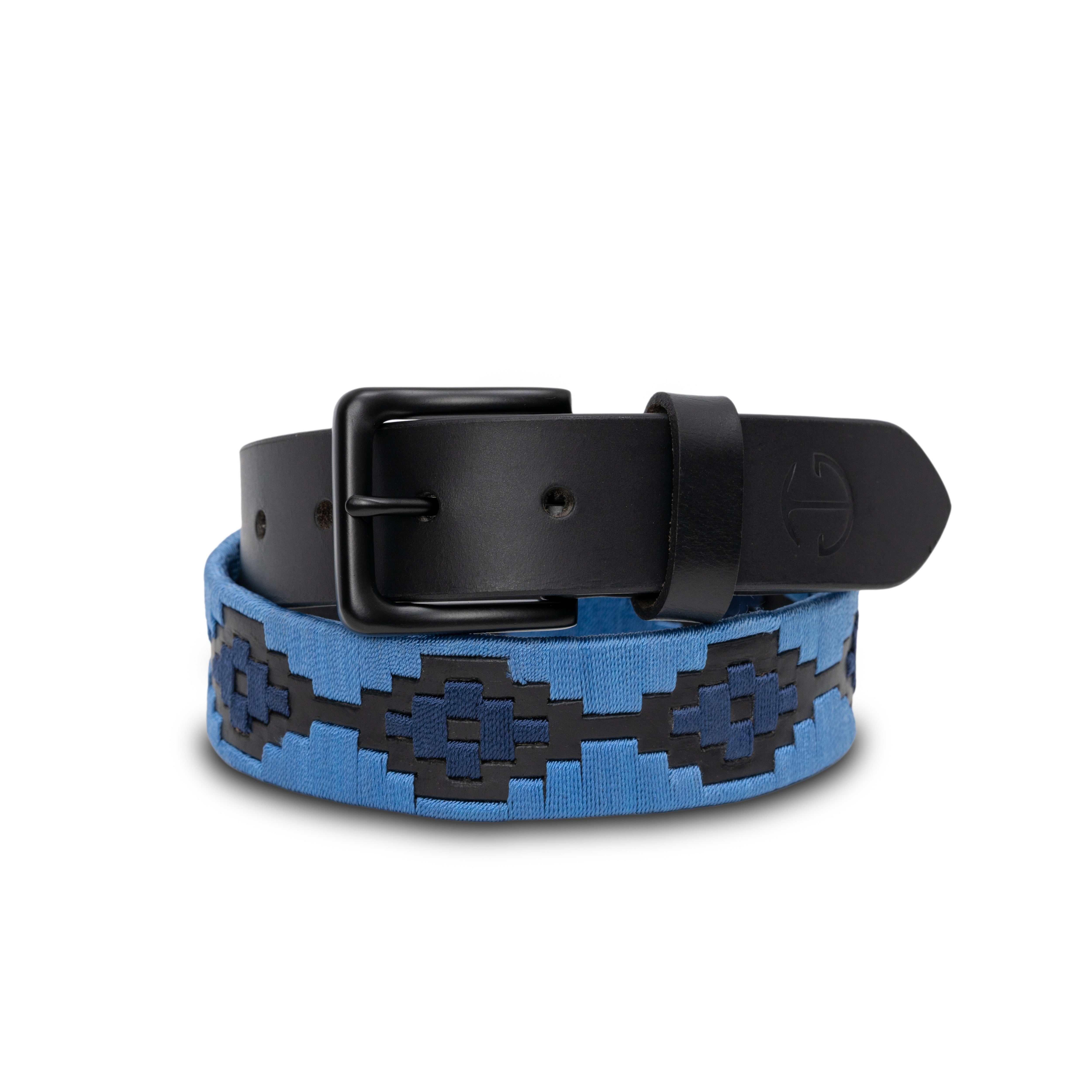 Azul Nocturno - Midnight & Sky Blue Black Leather Polo Belt