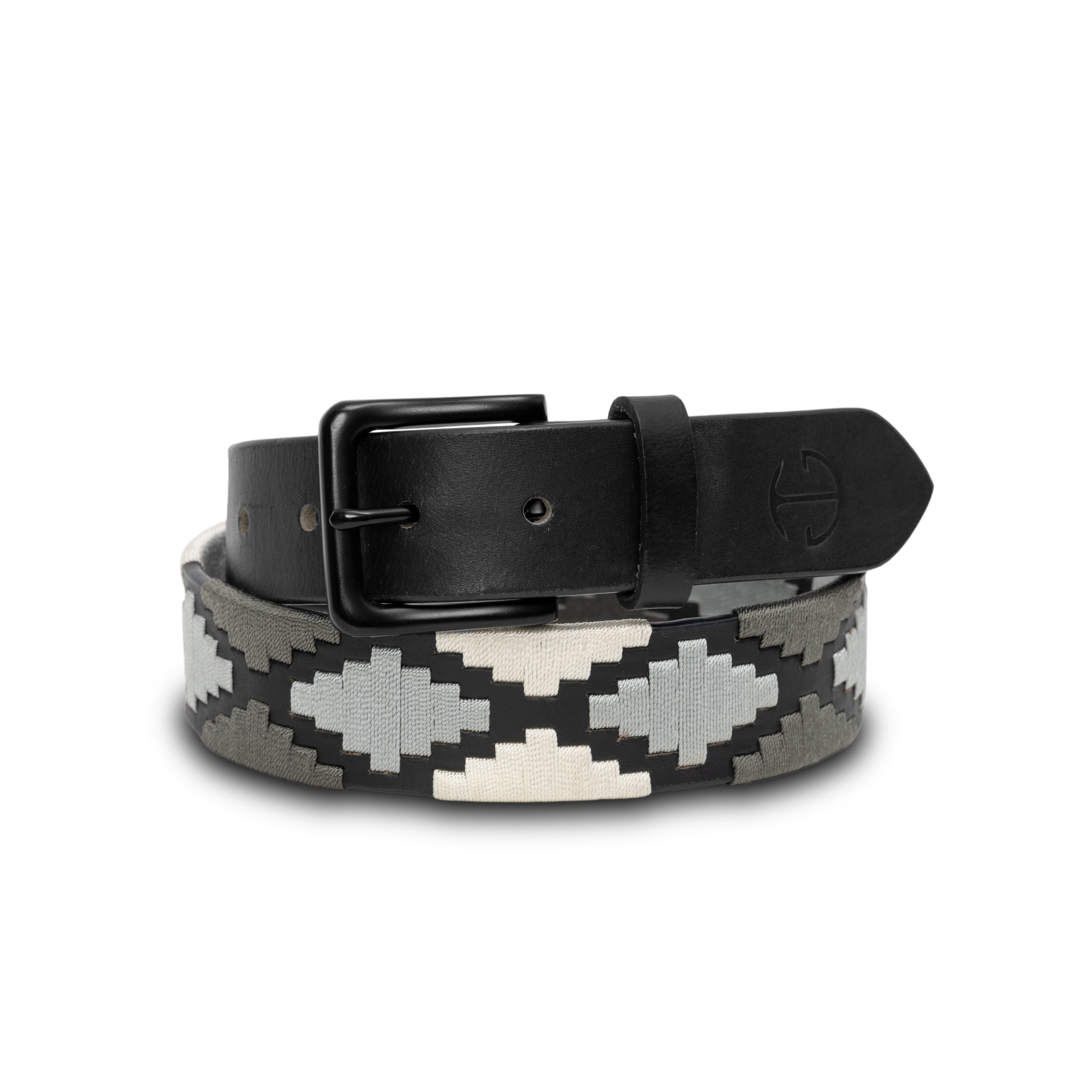 Collective Sierra Blanca -Gunmetal Grey, Silver & Pearl Black Leather Polo Belt