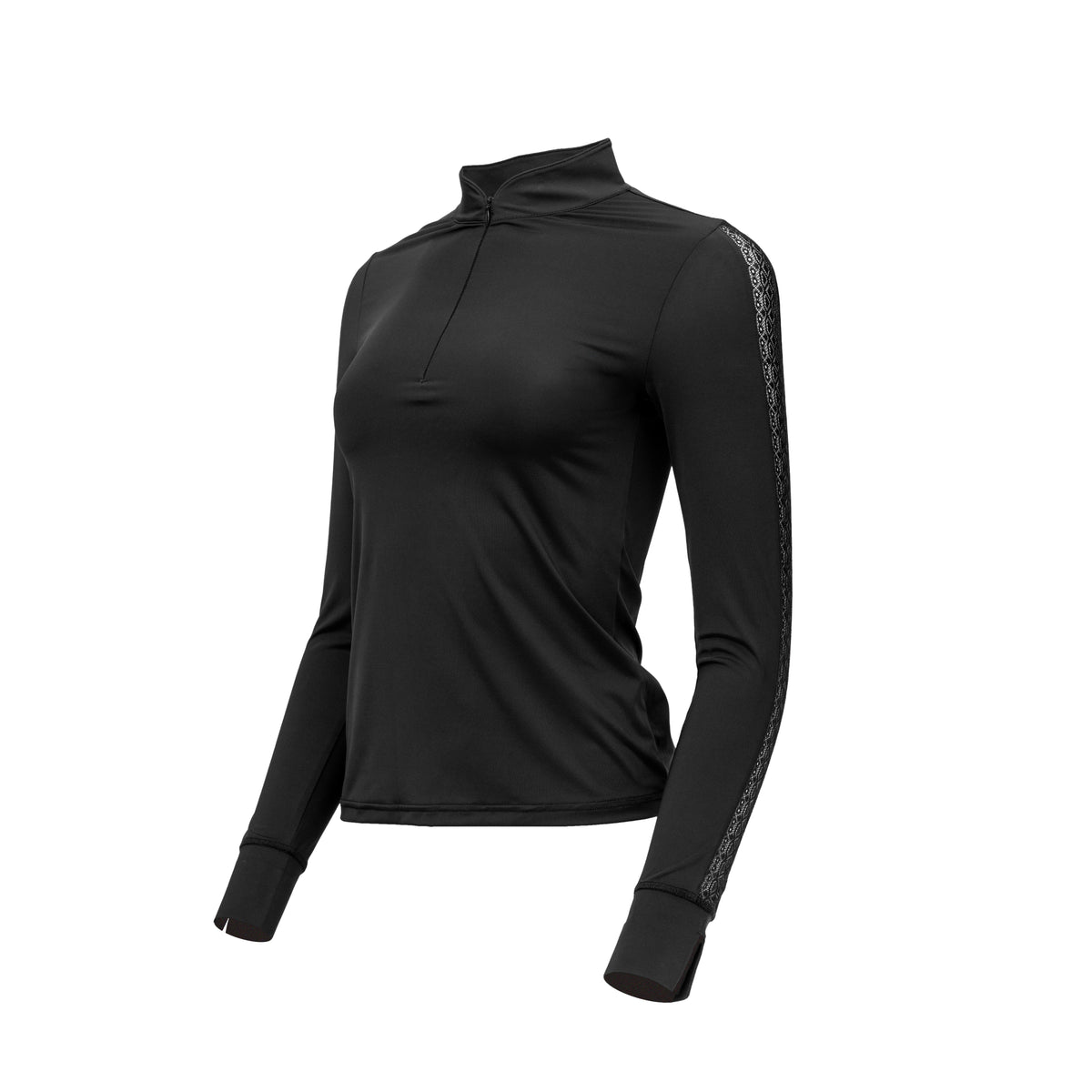 Annabelle - Long Sleeve Lace Riding Top - Jet Black