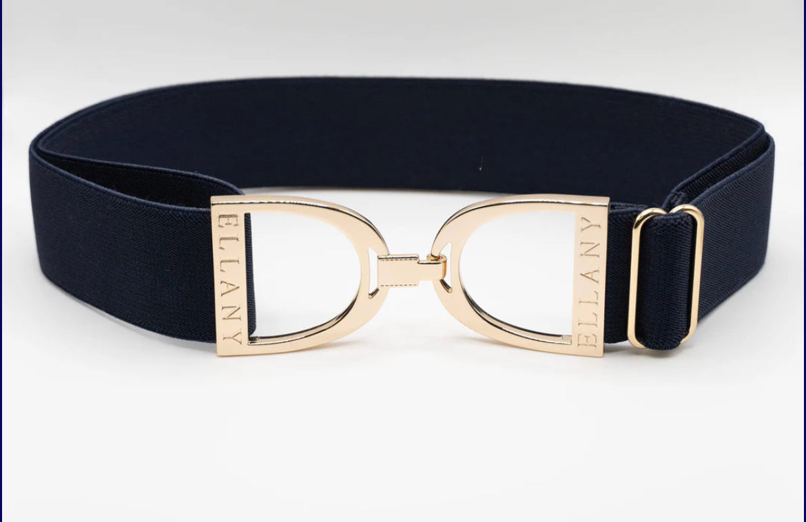 Ellany Navy 1.5" Gold Stirrup Belt