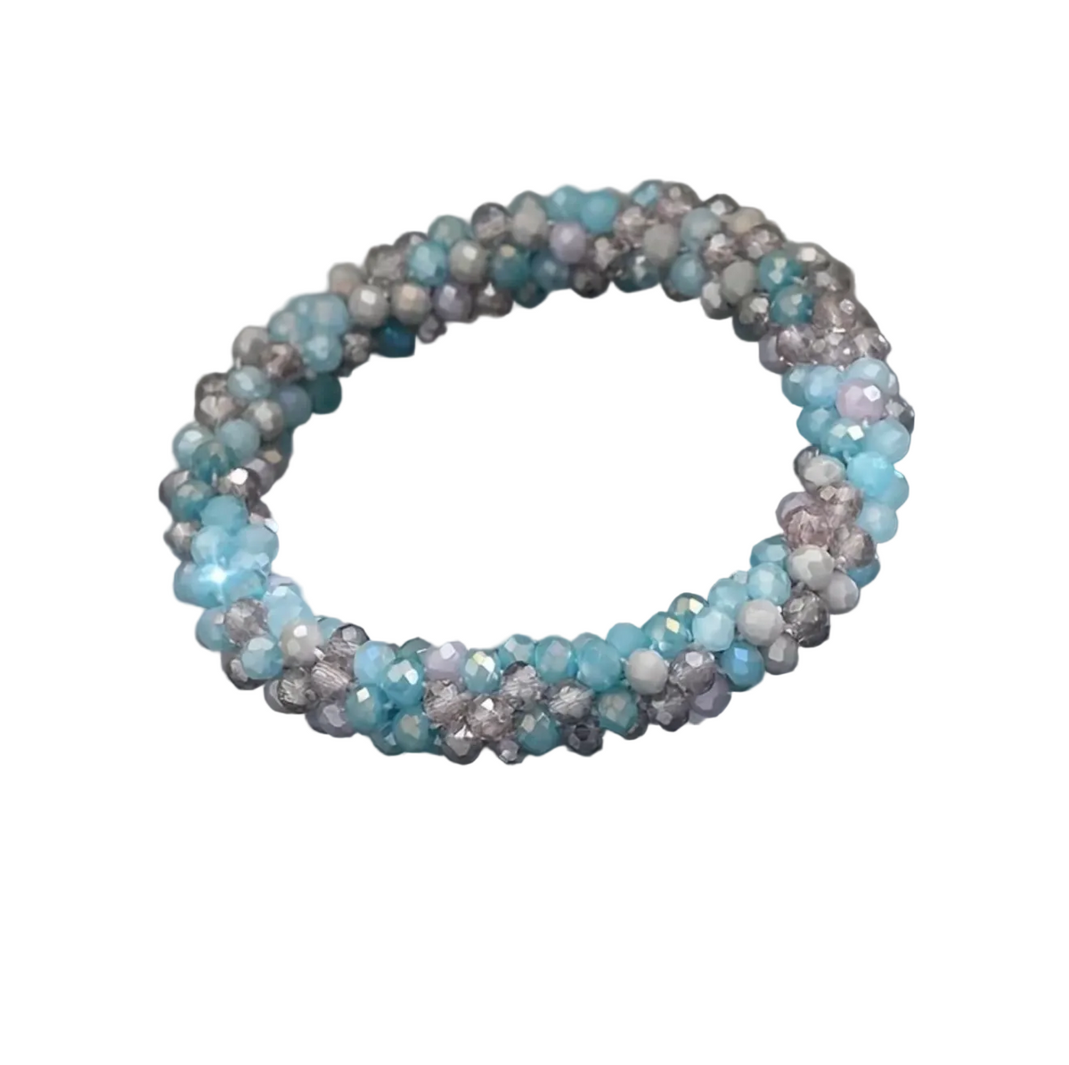 teal and grey mix rhinestone scrunchie