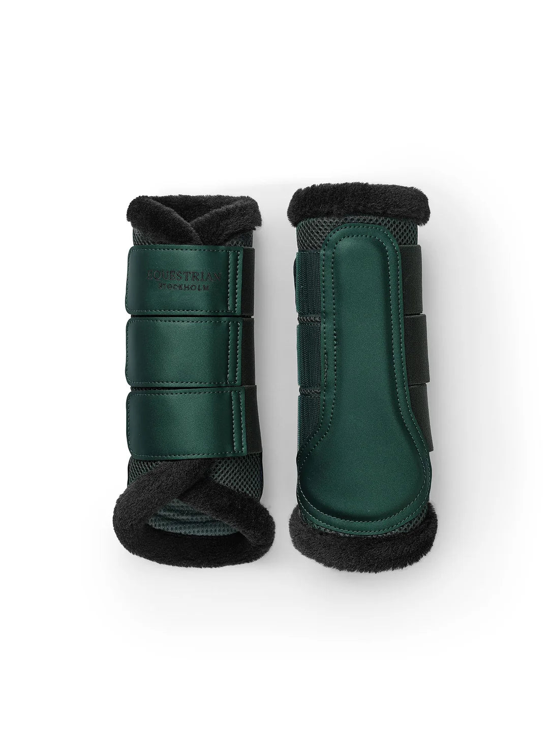 Equestrian Stockholm Fur Mesh Brushing Boots - Sycamore Green