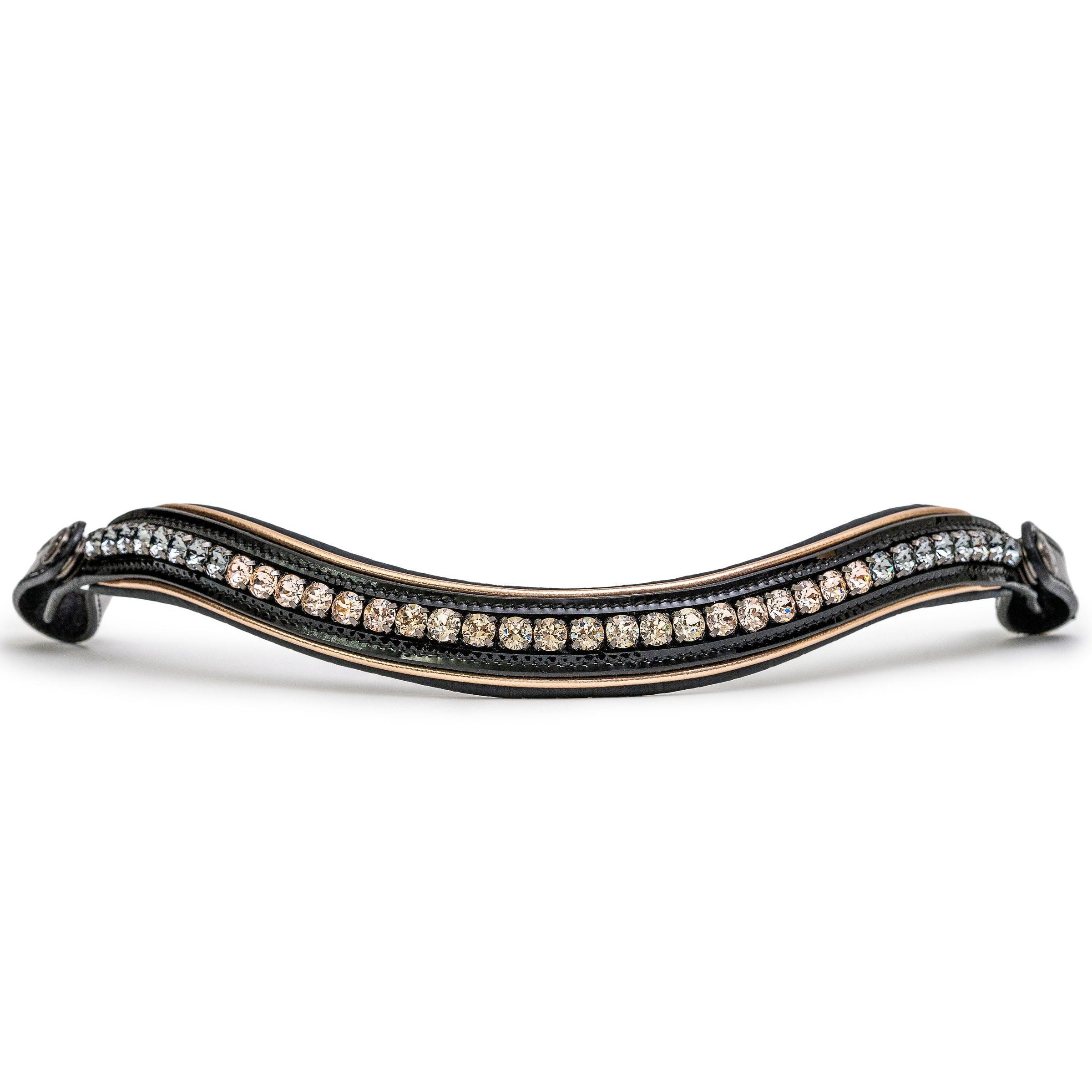 🖤 The Gotham Black Patent Snaffle Bridle – Patent Leather | Croc Print | Ombre Austrian Crystal Browband
