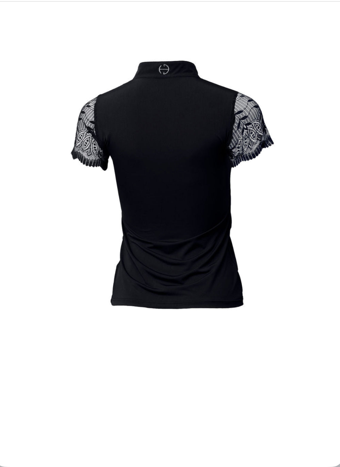 Halter Ego Charlie Short Sleeve Lace Riding Shirt - Black