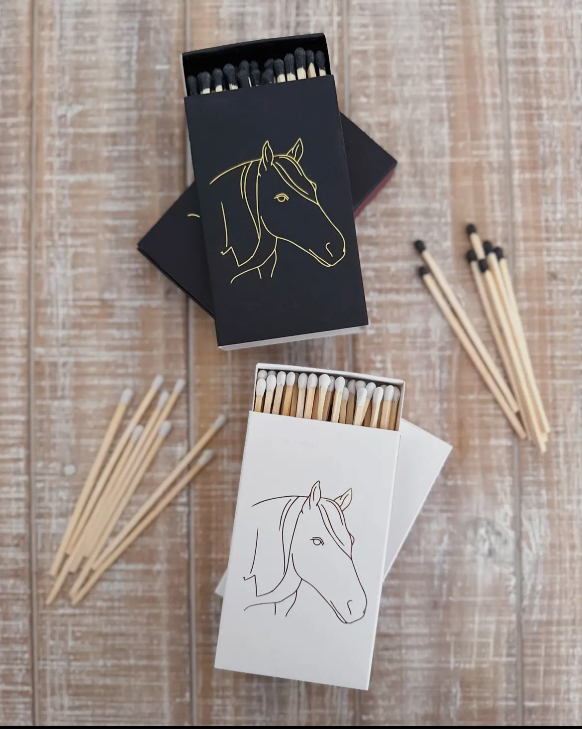 Stable Style White Oversized Horse Head Matches with Gold Foil