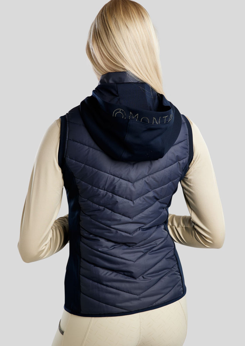 Montar Hybrid Bodywarmer w/detachable Hood, gunmetal crystals