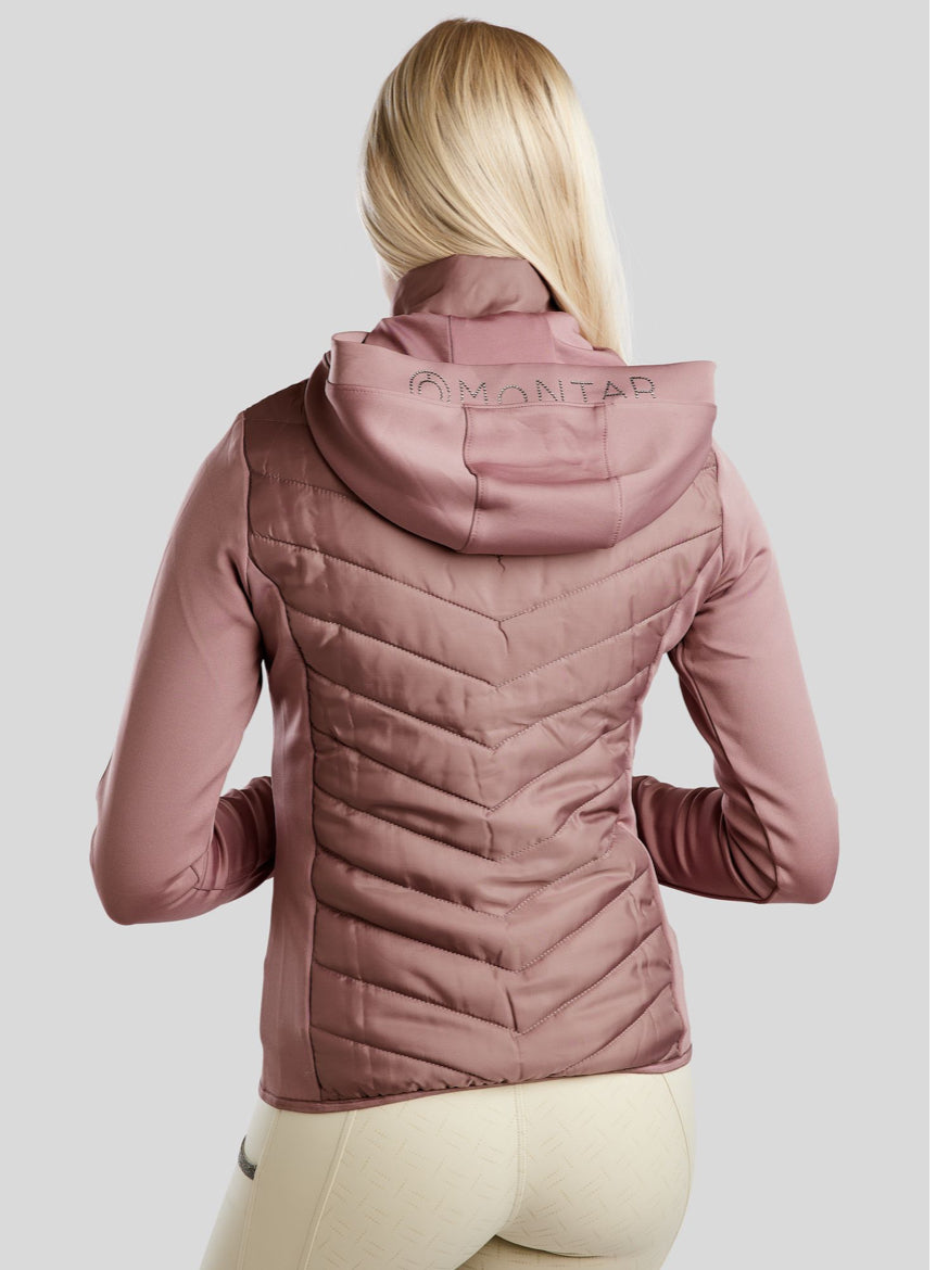 Montar Hybrid Jacket w/ Detachable Hood gunmetal crystals - Dusty Rose