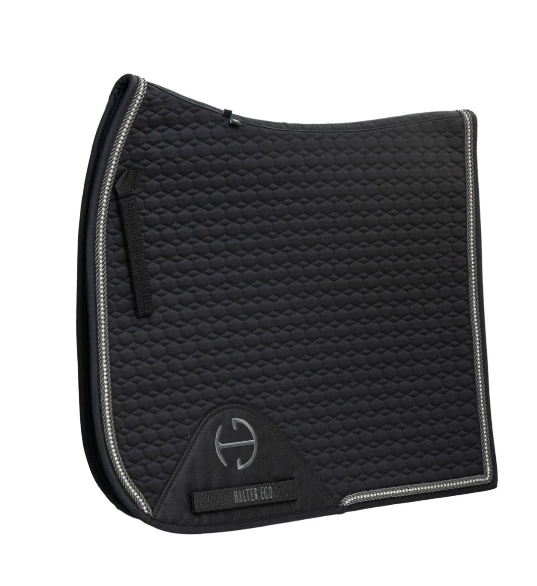 Halter Ego European Cotton Dressage Saddle Pad - Black W/ Crystal&Gunmetal Trim