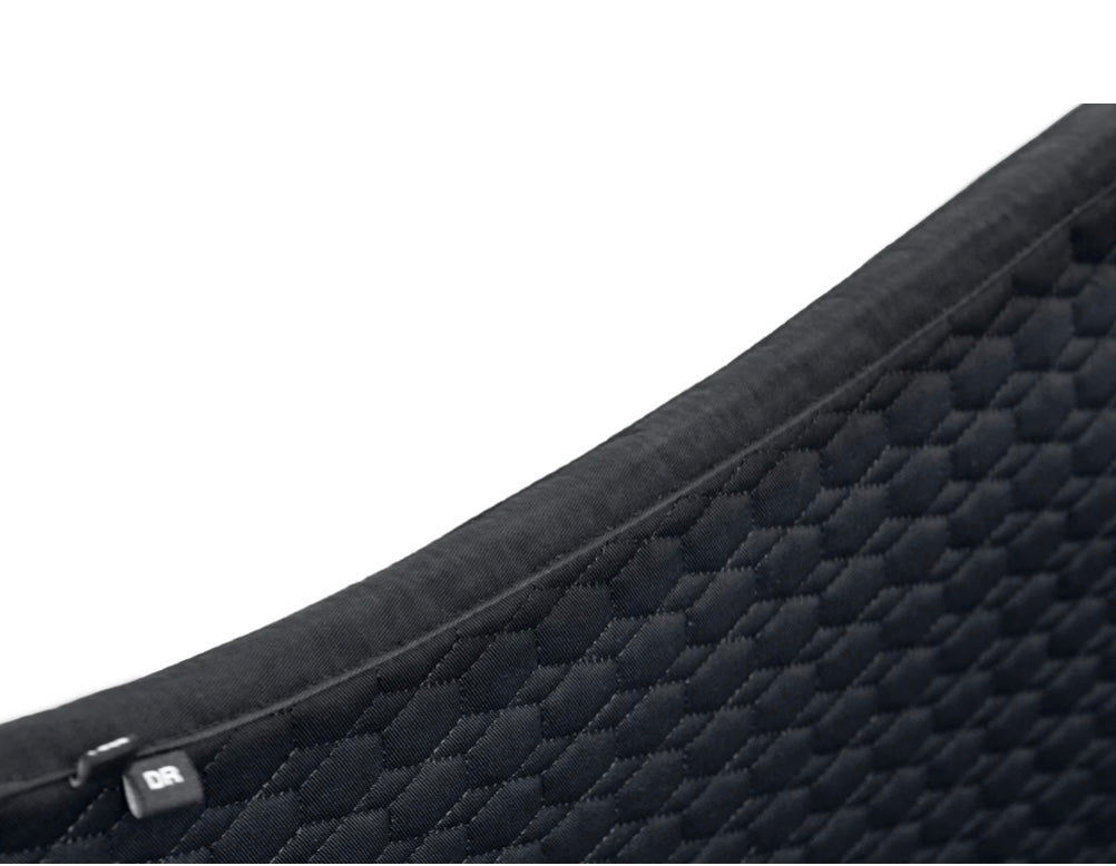 Halter Ego European Cotton Dressage Saddle Pad - Black W/ Crystal&Gunmetal Trim