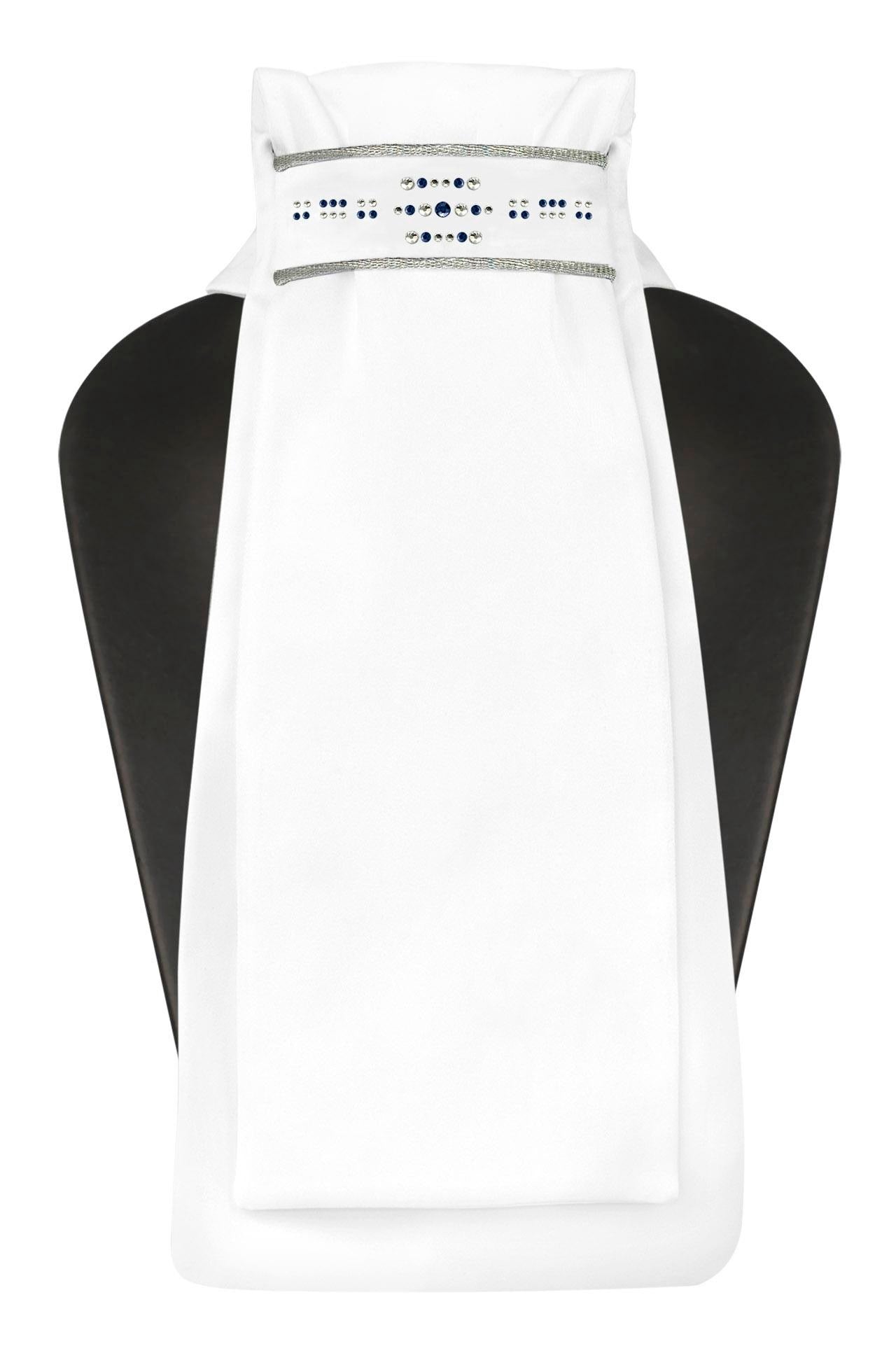 Fair Play Gwen Stock Tie - White/Navy Crystals
