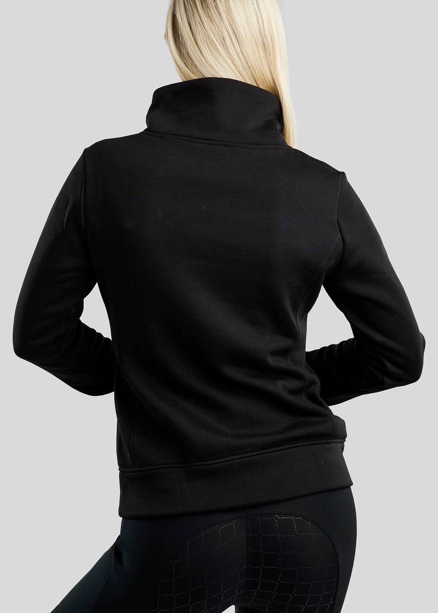 Montar MoNaja High Collar Sweatshirt with Gun Metal Crystals - Black