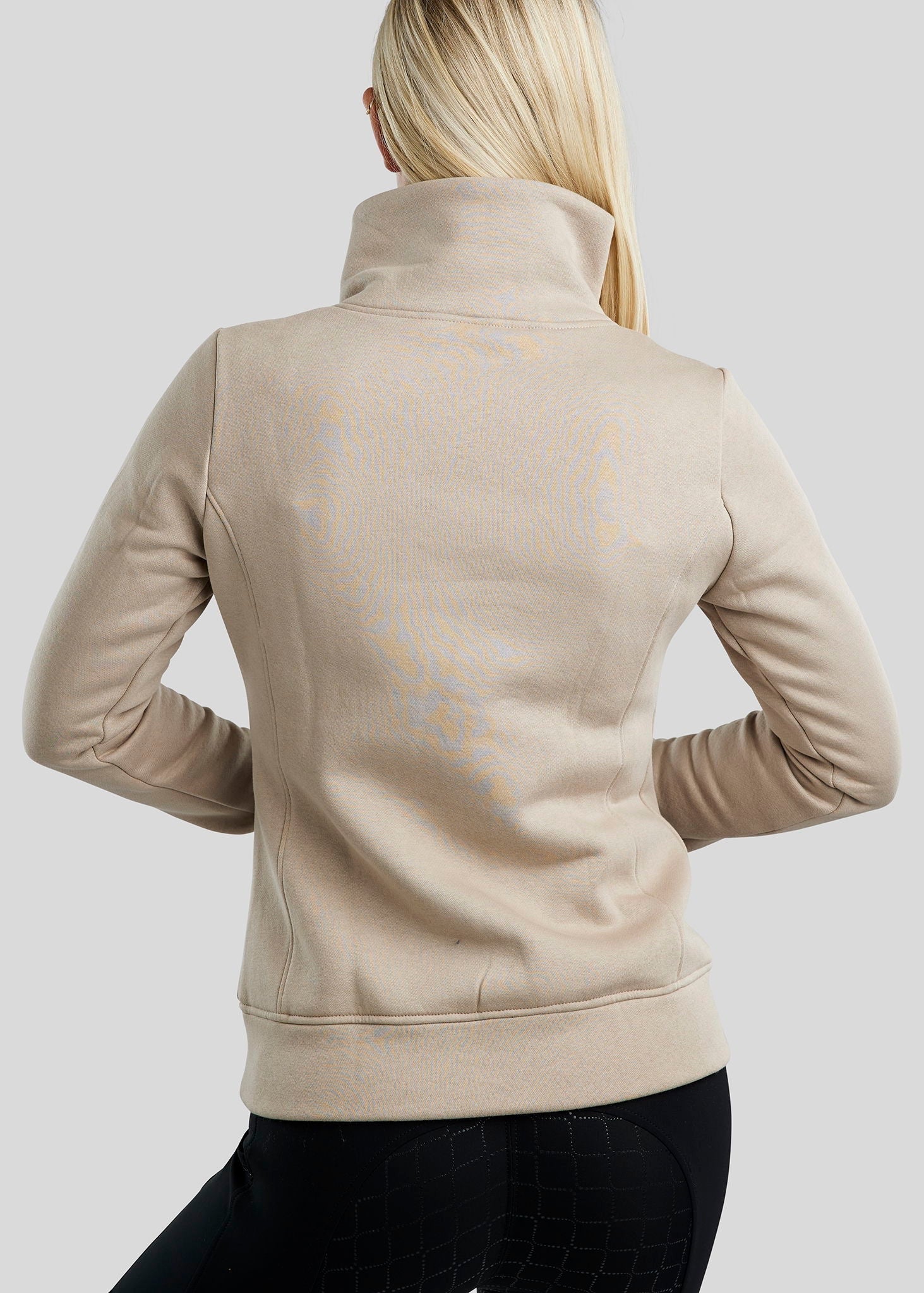 Montar MoNaja High Collar Sweatshirt with Gun Metal Crystals - Light Silver Grey
