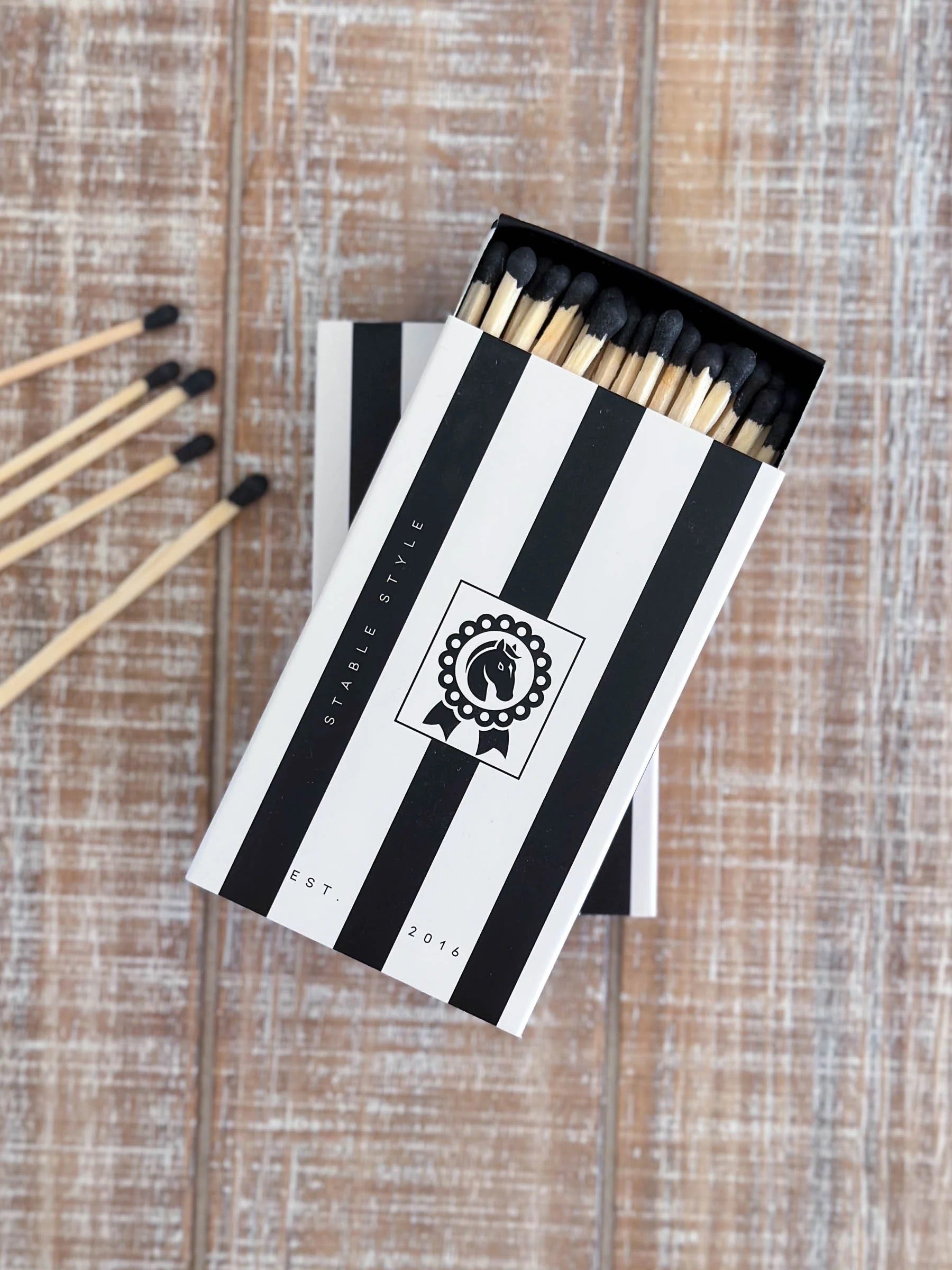 Stable Style Black & White Striped Matches