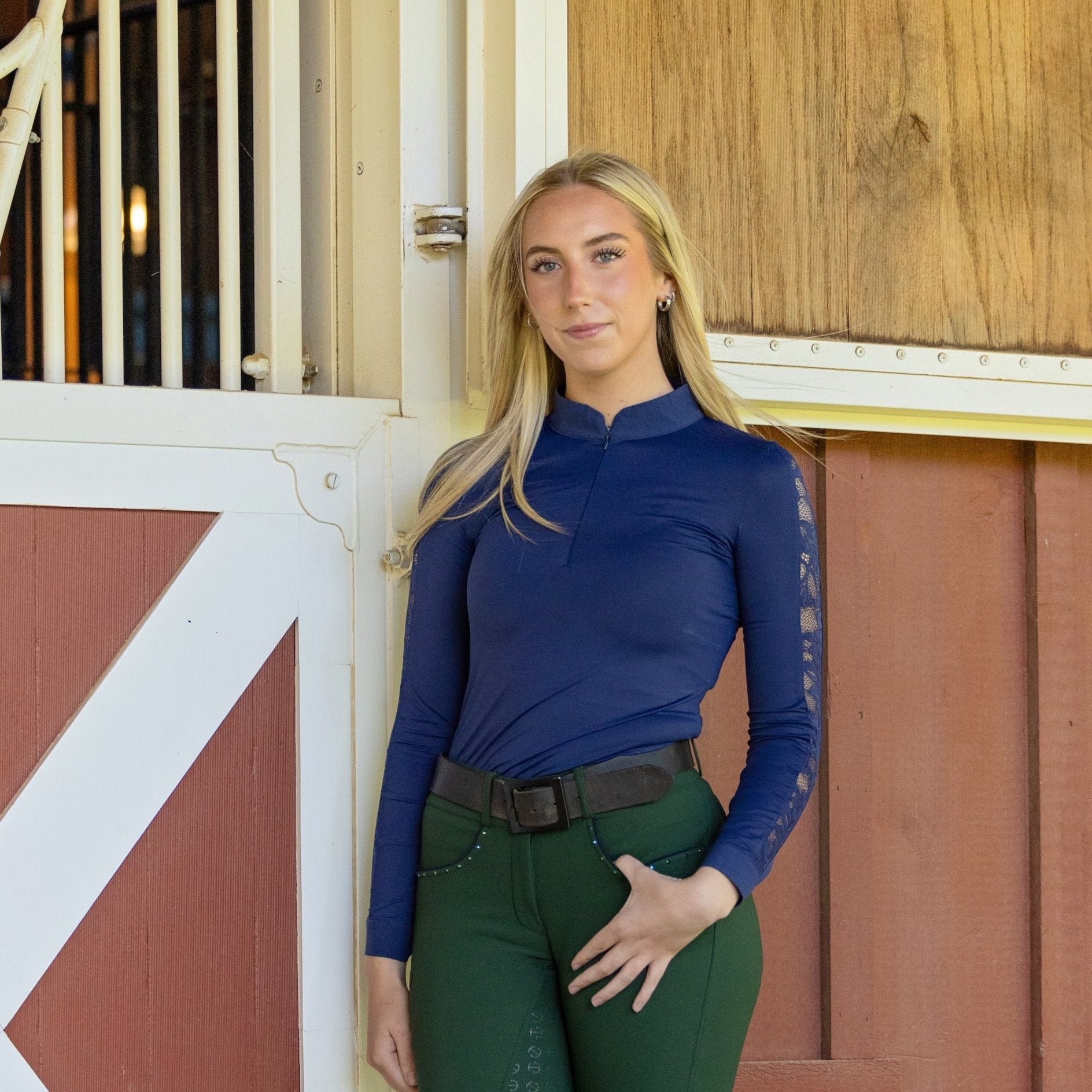 Maia Long Sleeve Lace Competition Shirt - Navy