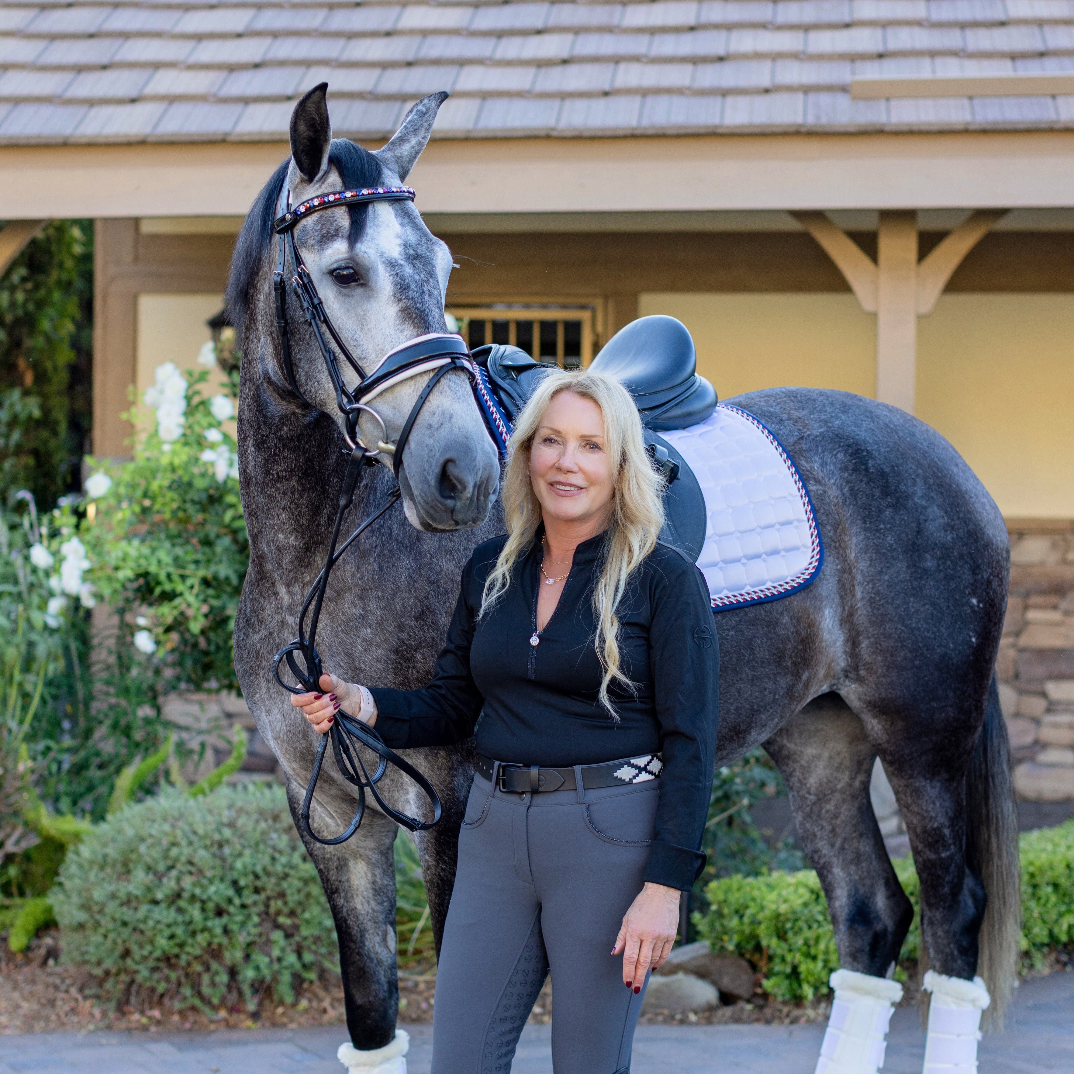 Collective Sierra Blanca -Gunmetal Grey, Silver & Pearl Black Leather Polo Belt