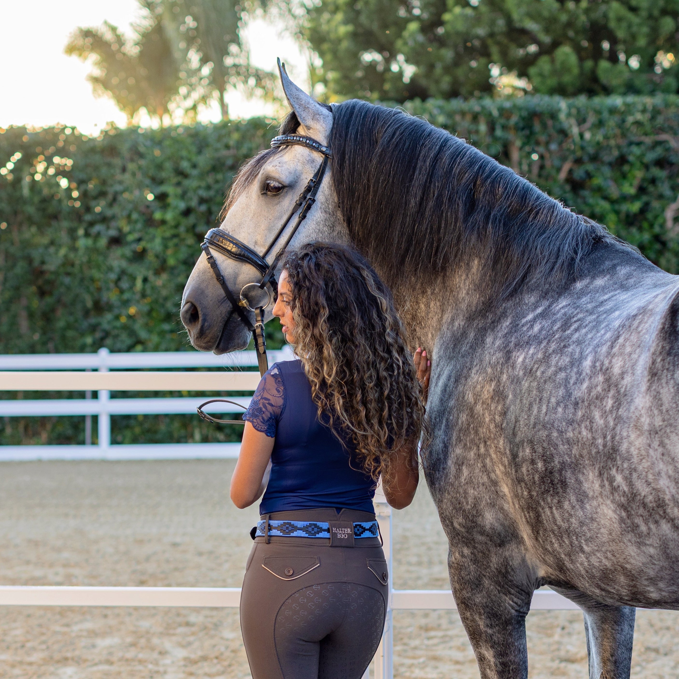 Azul Nocturno - Midnight & Sky Blue Black Leather Polo Belt