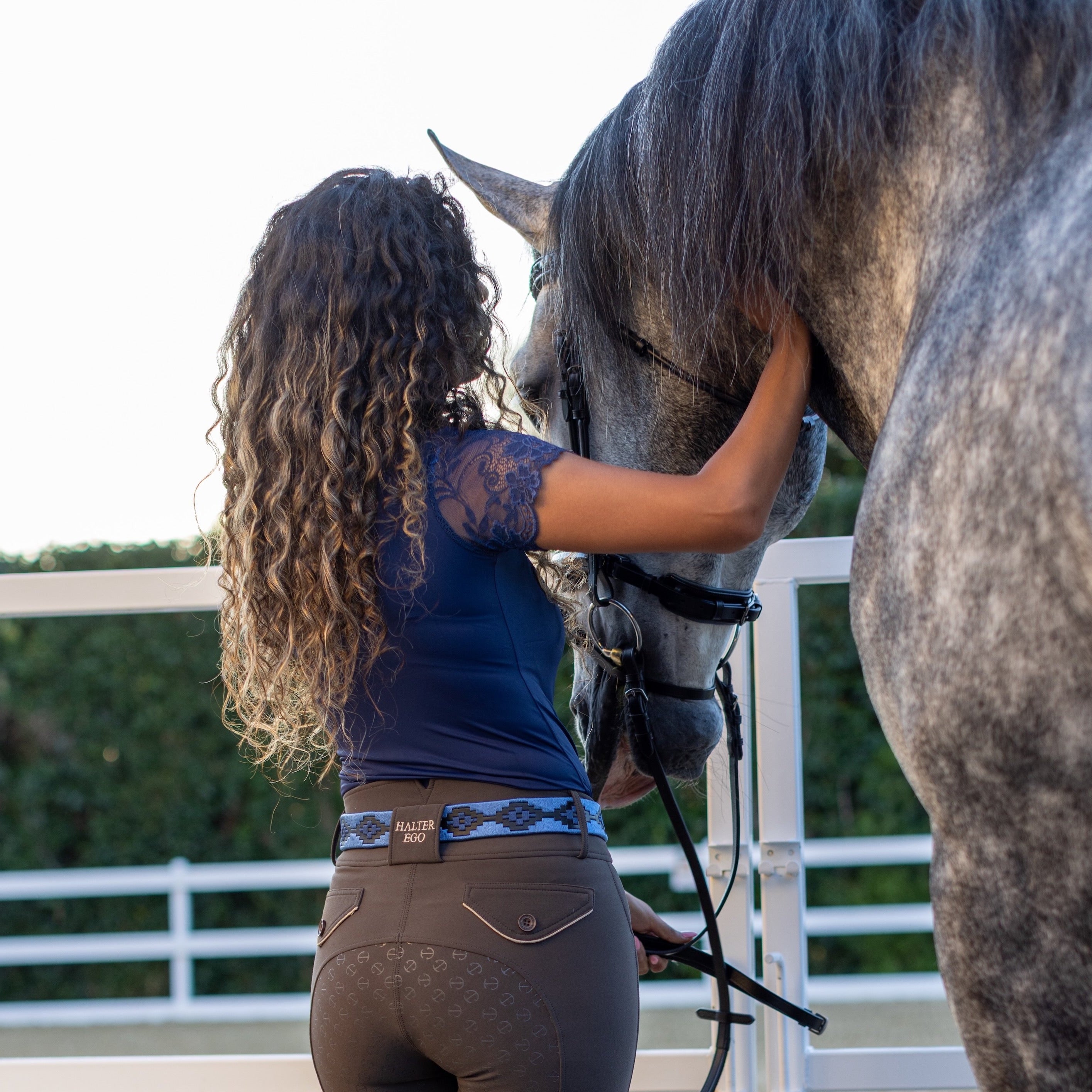 Azul Nocturno - Midnight & Sky Blue Black Leather Polo Belt