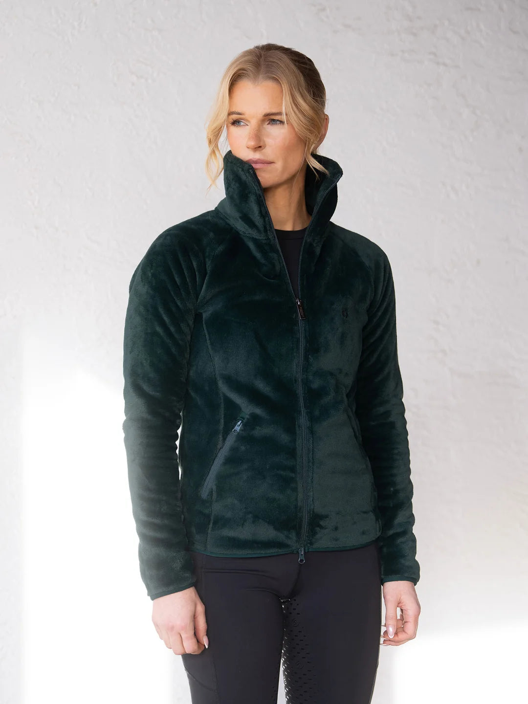 Equestrian Stockholm Velvet Fleece Jacket - Sycamore Green