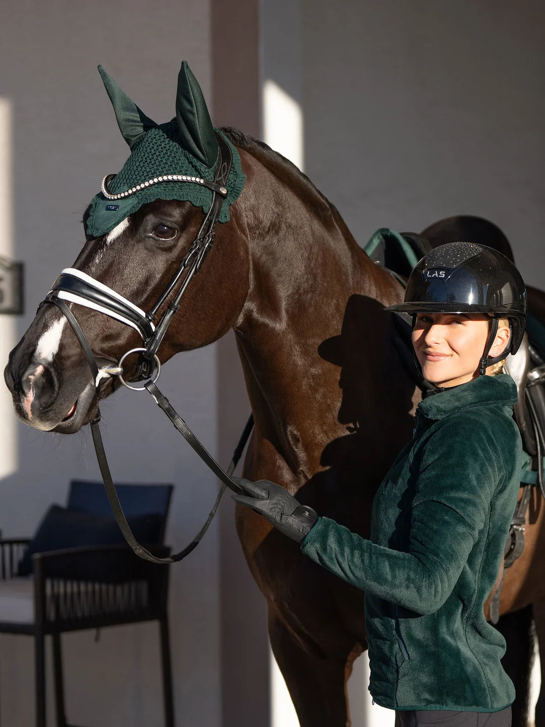 Equestrian Stockholm Velvet Fleece Jacket - Sycamore Green