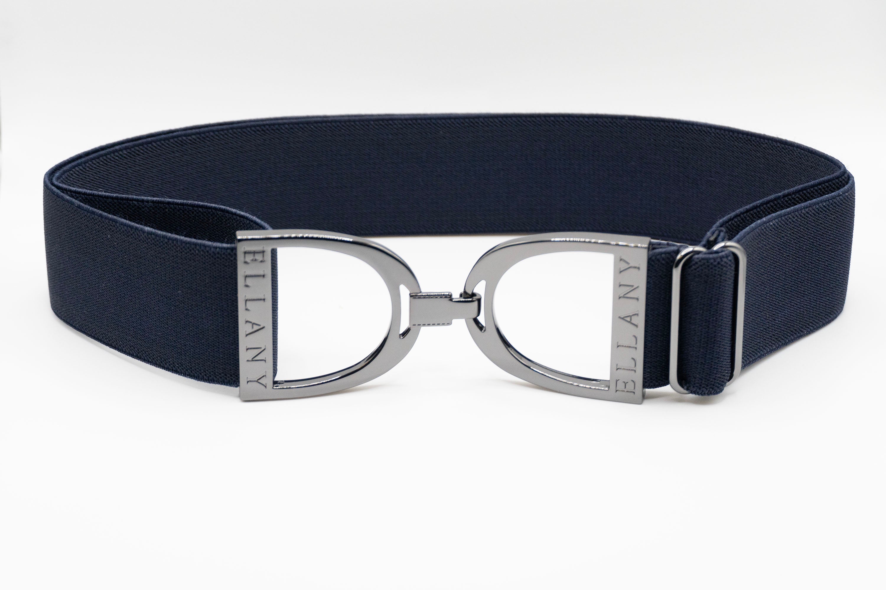 Navy - 1.5" Gunmetal Stirrup Elastic Belt