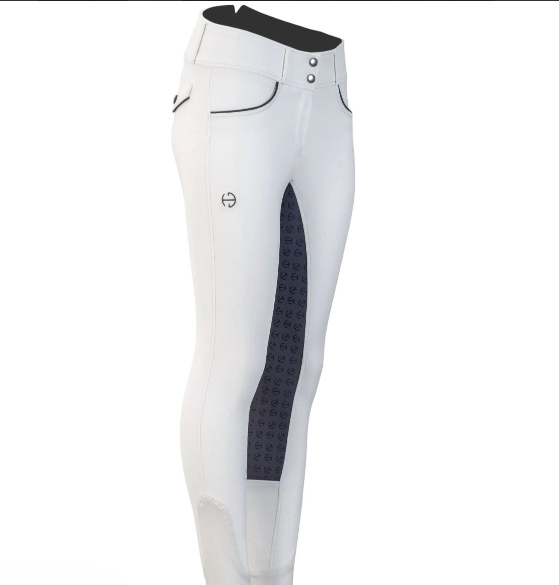 Halter Ego Evolution White Competition Breech with Contrast Seat-High Waist