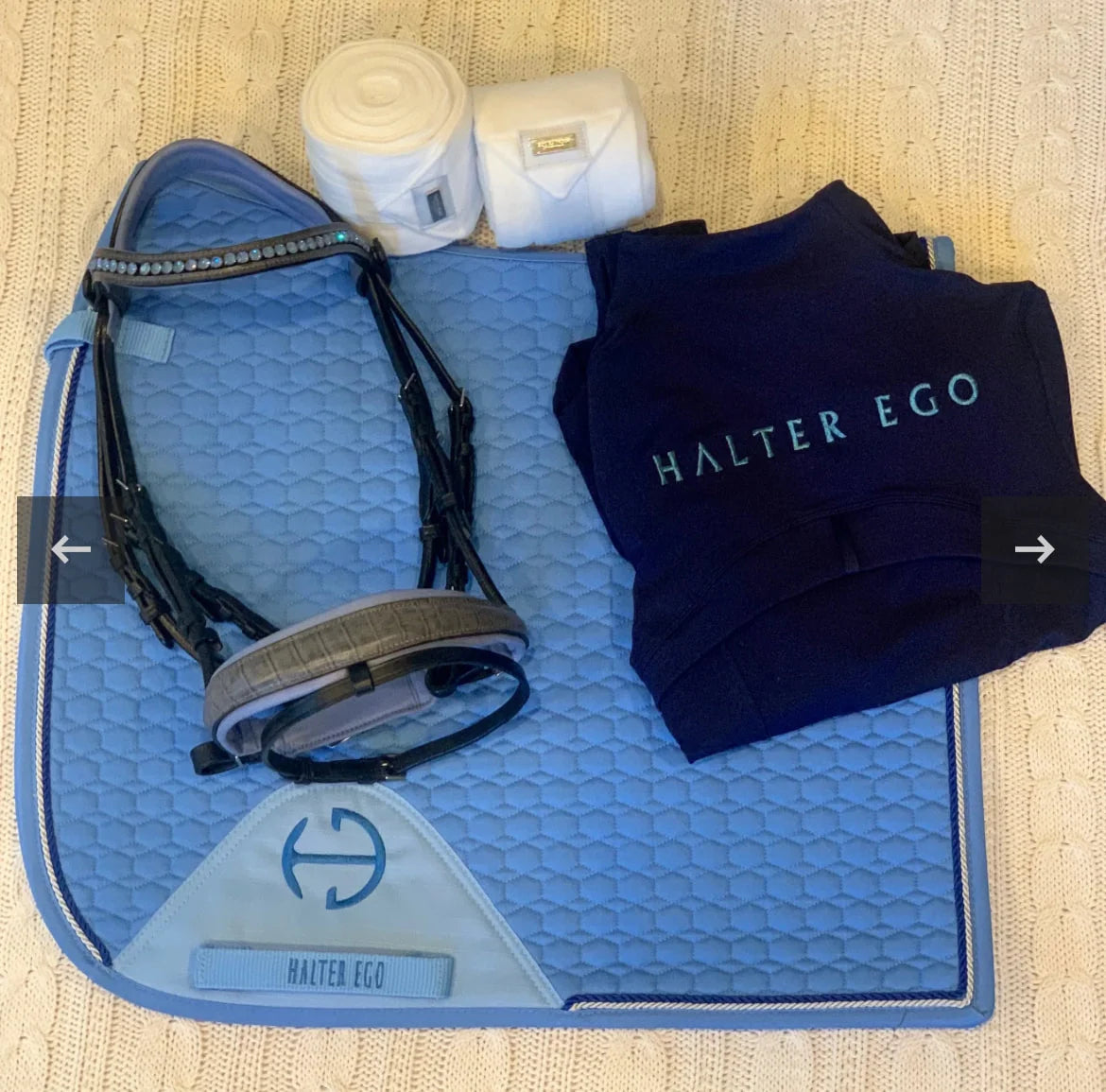 Halter Ego European Cotton Dressage Saddle Pad - Sky Blue