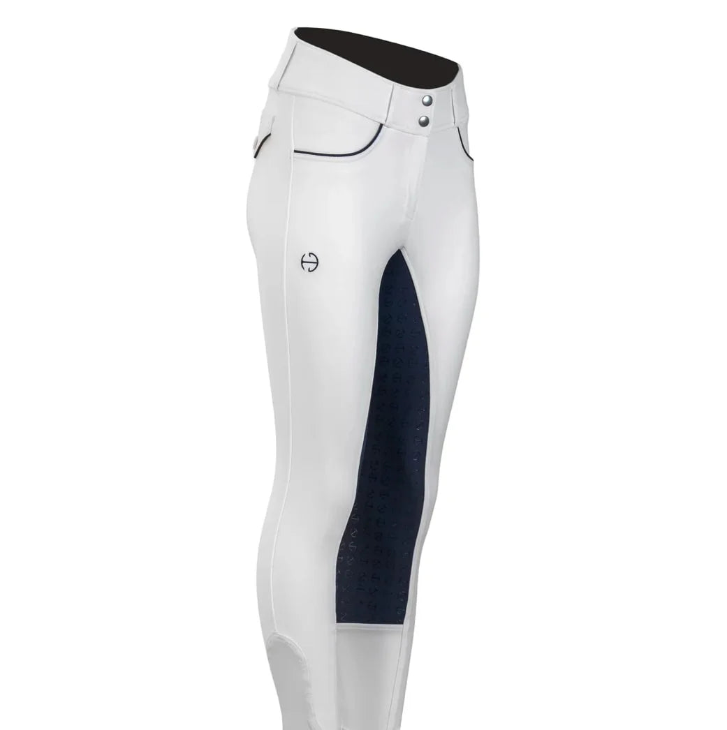 Halter Ego Evolution White Competition Breech with Contrast Seat-High Waist
