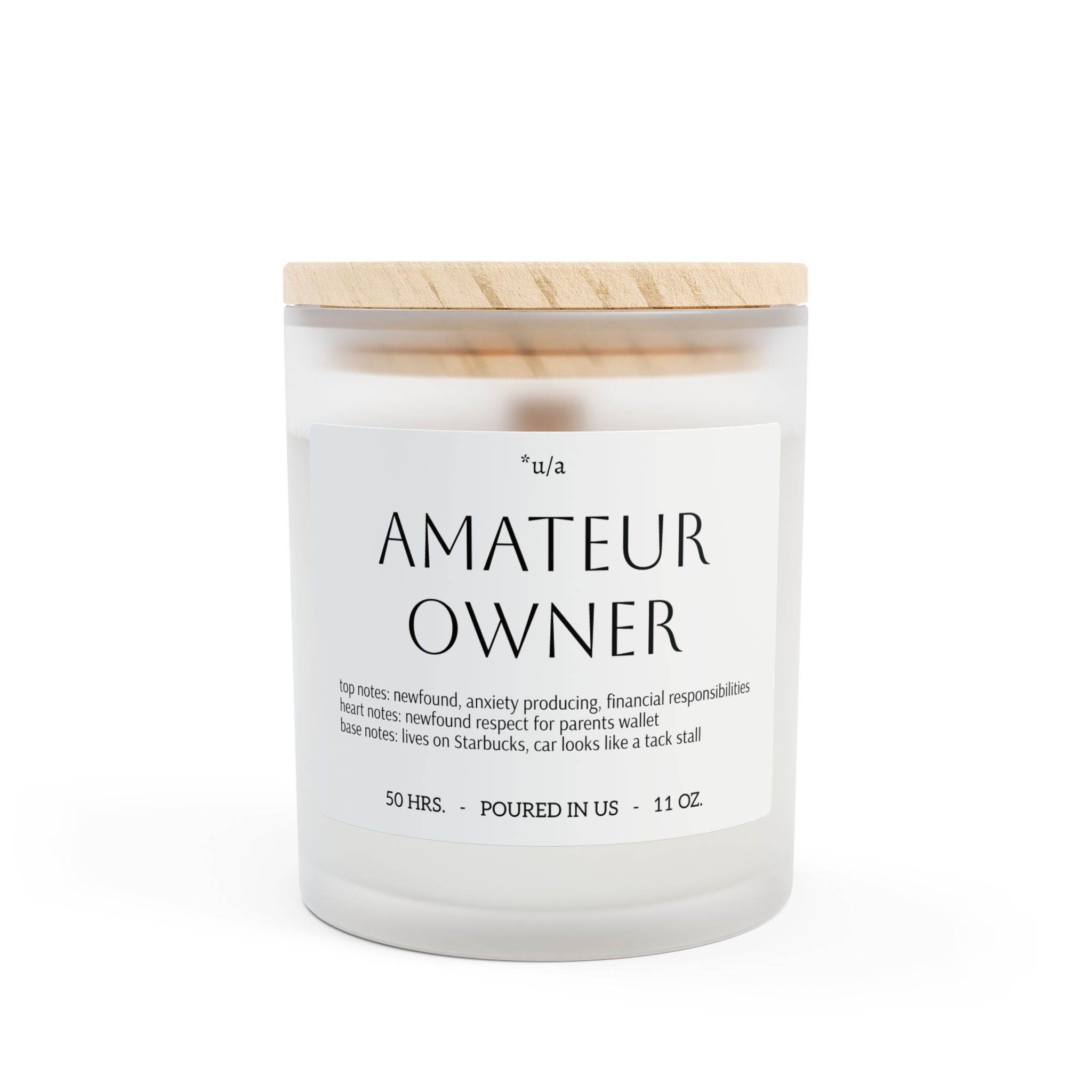 Frosted Glass Candle, 11oz - Amateur Owner