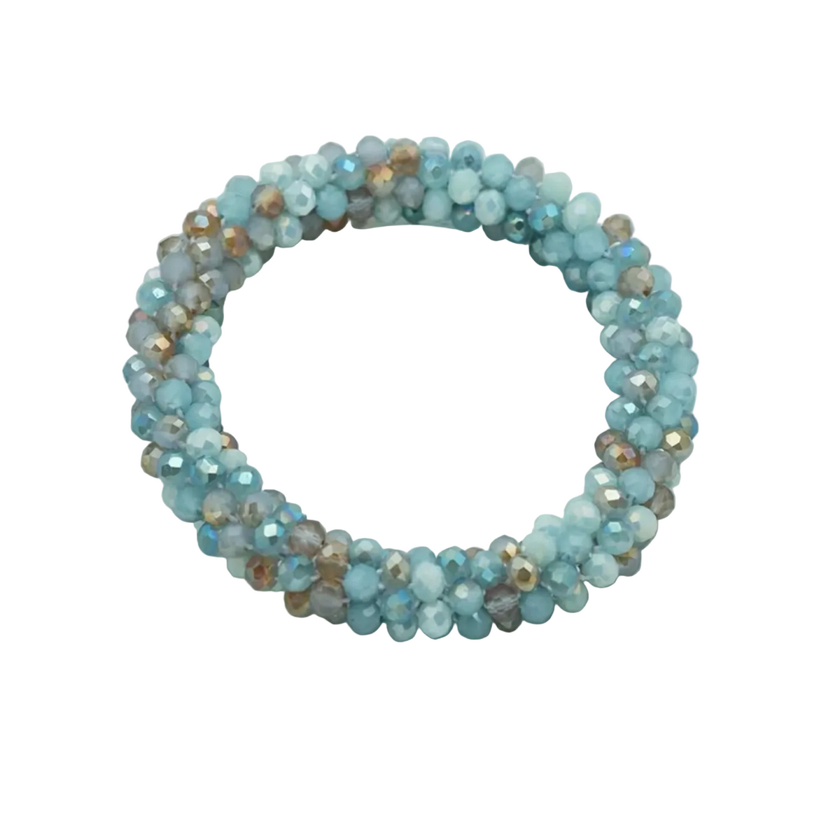teal and champagne rhinestone hair scrunchy