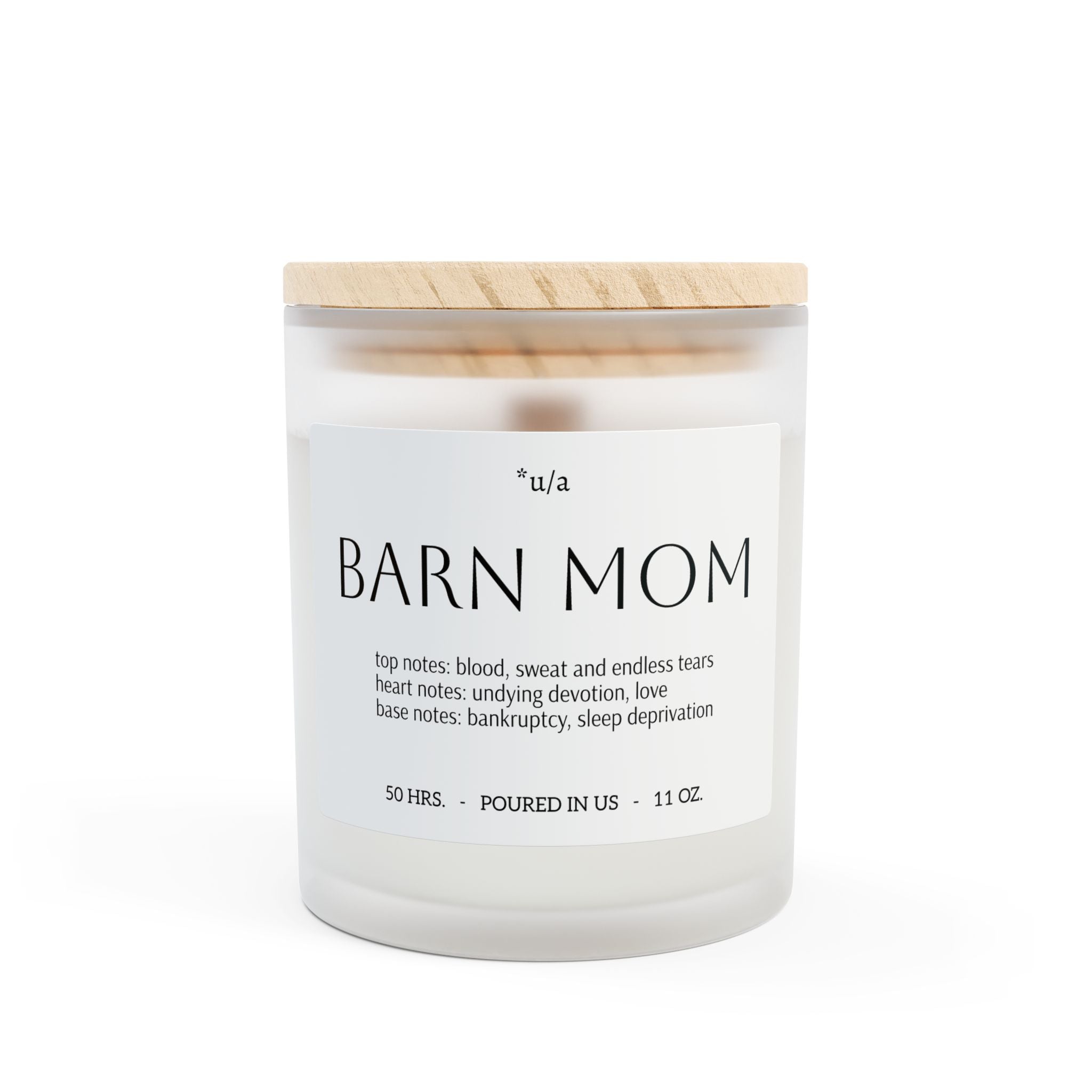 Frosted Glass Candle, 11oz - Barn Mom