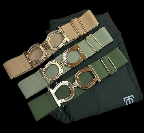 THEO Equestrian Belt - Sage with Gold Buckle