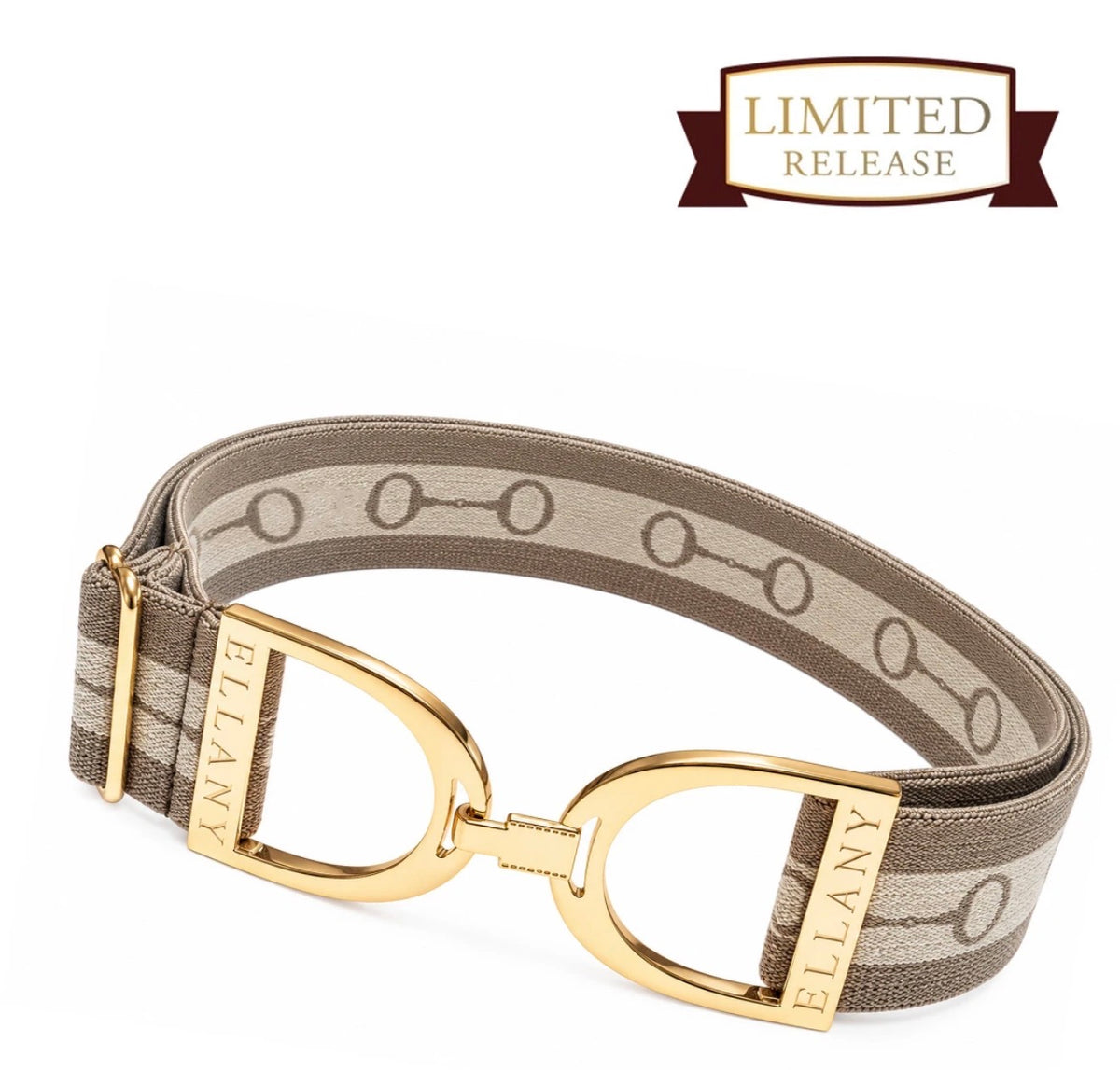 Ellany Taupe Taryn - 1.5" Gold Stirrup Elastic Belt - Limited Edition