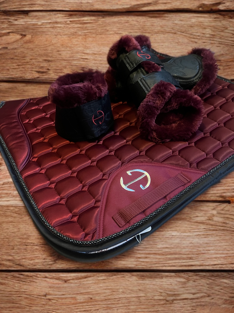 Halter Ego Bell Boots - Black & Crimson Rose